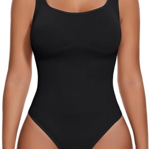 Joyshaper Shapewear for Women Tummy Control Bodysuit Backless Body Shaper Thong Bodysuits Square Neck Shaping Leotard