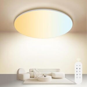 ONDTA LED Ceiling Light 36W, Ø13.8'', 2700K-6500K 4300LM IP54, Round | Dimmable with Remote Control, Memory function, Modern LED Panel for Bathroom, Kitchen, Living room, Bedroom, Office [Energy Class D]