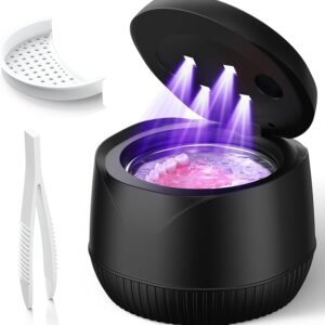 Ultrasonic Retainer Cleaner, 45kHz Dental Ultrasonic Tooth Pod, 4 Modes Ultrasonic Cleaner for Dentures, Nightguards, Sport Mouth Guards, Braces, Toothbrush Heads, Jewelry Black