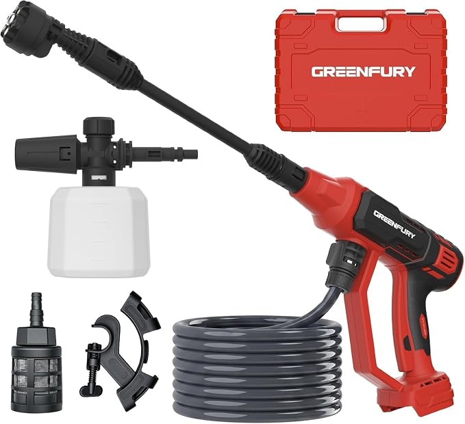 Cordless Portable Washer Compatible with Milwaukee 18V Battery (Tool Only) | 2.2 lbs Ultra-Lightweight, 16.4FT Hose, 6-in-1 Nozzle, Ideal for Car, Patio & Fence