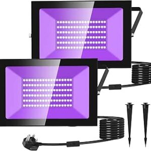 UV Black Light,100W Ultraviolet Floodlight Outdoor,IP66 Waterproof,LED UV Light 385-400nm,Stage Light Decoration Lighting for Fluorescent Party,Halloween,Bar,Christmas,Disco,Aquarium [Energy Class F]