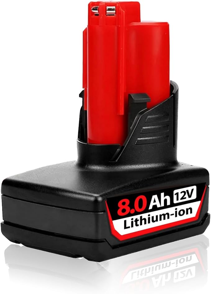 1 Pack 12V 8.0Ah Replacement for Milw Battery Compatible with Milw M-12 Battery 48-11-2401 48-11-2402 48-11-2411 48-11-2420 48-11-2460 with Multiple Protection for Cordless Power Tools