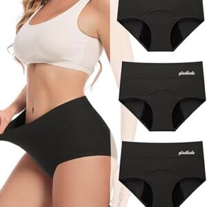Period Pants for Women, Leak Protection Period Underwear | 95% cotton, absorbent gusset, high waist fit, gentle stretch, washable reusable menstrual underwear
