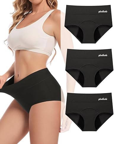 Period Pants for Women, Leak Protection Period Underwear | 95% cotton, absorbent gusset, high waist fit, gentle stretch, washable reusable menstrual underwear