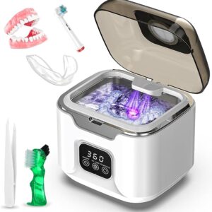 Triler Ultrasonic Retainer Cleaner, 48kHz Dental Cleaning Machine with 240ml Capacity, 3 Timer Modes & Degas Function for Dentures, Aligners, Mouth Guards and Retainers