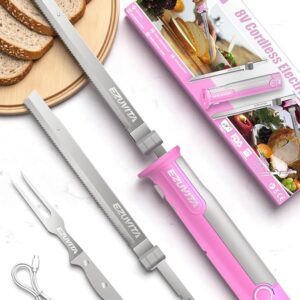 Cordless Electric Carving Knife Set, 8V, 2 Blades and Fork | Removable 2000mAh Battery Pack, Cordless Carving, Meat & Bread Cutting, Safety Lock, Easy Grip