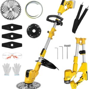 Cordless Trimmer Compatible with Dewalt 18V 20V Battery, 3 in 1 Grass Trimmer and Weed Wacker, Brushless Motor with 9000 RPM Cutting Φ9 Inch (Battery not Include)