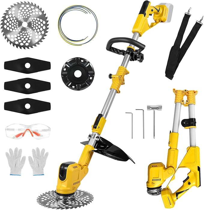 Cordless Trimmer Compatible with Dewalt 18V 20V Battery, 3 in 1 Grass Trimmer and Weed Wacker, Brushless Motor with 9000 RPM Cutting Φ9 Inch (Battery not Include)