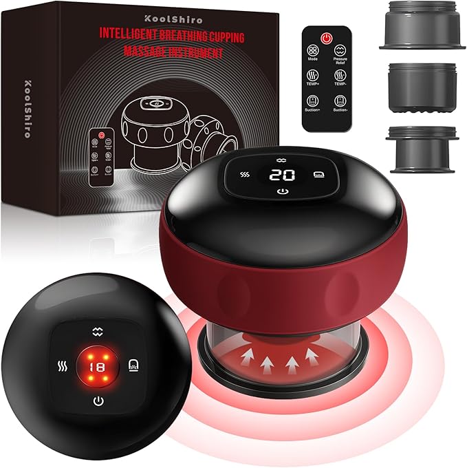 5 in 1 Electric Cupping Set, Smart Vacuum Gua Sha Cupping Therapy Massager with 12 Levels Adjustable Temperatures and Remote Control for Back, Neck, Shoulders, Body and Legs