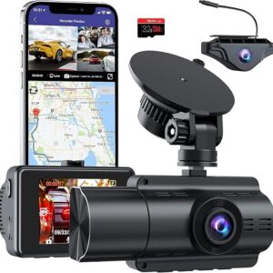 4K+2K Dash Cam Front and Rear, 5GHz WiFi GPS, Dual Car Camera | Dual Dashcam with 32GB Card, 5GHz WiFi, G-Sensor Emergency Recording, Loop Recording Dash Camera for Cars