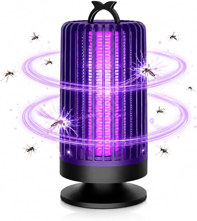 Bug Zapper, 3000V 360° UV Insect Pest Fly Killer for Indoor & Outdoor, Silent 22DB Portable Electric Fly Zapper, Mosquito Killer Lamp for Flying Insect, Fly Catcher for Home, Garden, Camping