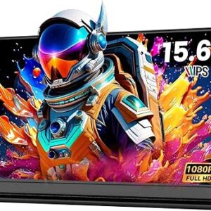 Portable Monitor, 15.6 Inch FHD 1080P IPS Anti-Glare, Dual Type-C HDMI, Built-in Speakers, Ultra-Slim Computer Monitors with Protective Cover, Screen Extend for Laptop PC Mac Phone PS4/5 Xbox