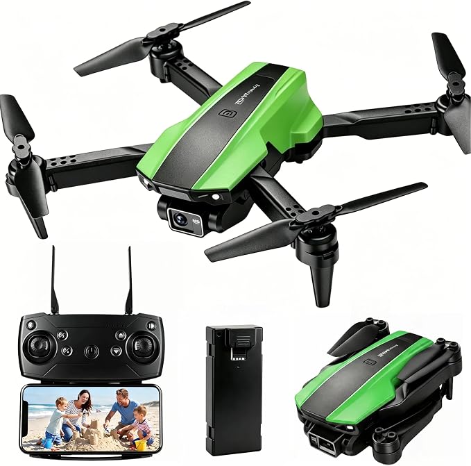 Drones for Adults with Cameras 480P, Foldable Mini Drone with Camera RC Quadcopter (Green)