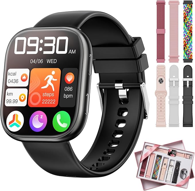 Hwagol Smart Watch (Answer/Make Calls), 1.85" Fitness Tracker, Smartwatch Heart Rate/Sleep Monitor/Pedometer/Calories, 140+ Sports Modes, Waterproof Women's Men's Fitness Watch for Android iOS