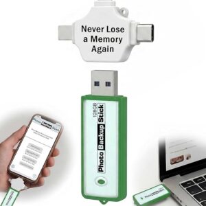 Photo Backup Stick Universal 128GB | Photo Stick for iPhone, Android, & Computers | Backs up Pictures & Videos | Removes Duplicates | Backs Up Multiple Devices Photostick Transfer
