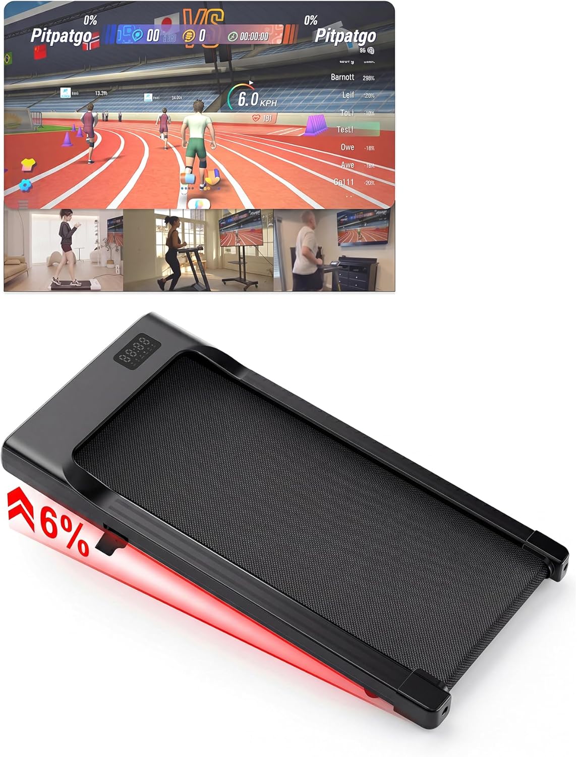 Superun Walking Pad Raceable 6% Incline 2.5HP Under Desk Treadmill 136KG Capacity 6/ 12KM/H Foldable Treadmill with HIIT & MIIT Programs APP Control Walking Machine UK Stock Fast Door to Door Delivery
