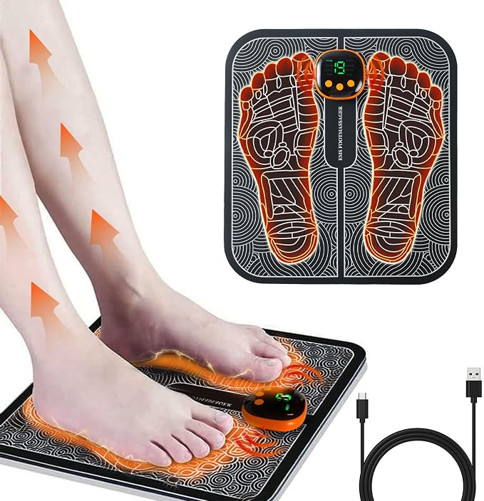 EMS Foot Massager,Electronic Muscle Stimulatior Massage Mat,8 Modes 18 Intensities Relax Muscles,Folding Portable Feet Massage Machine