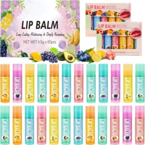 60 Pack Lip Balm Bulk with Vitamin E and Coconut Oil,Moisturizing,Hydrating and Smoothing Lip Balms,Repairing Dry and Chapped Lips,Chapsticks Bulk Gifts for Party Favors,-6 Flavors