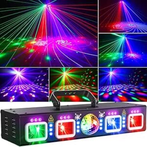 KeoBin 6 in 1 Disco Lights 【RGBWA & UV Strob + Disco Ball Light】 100+ Lighting Patterns, Professional Party Strobe Mode, Perfect for Family Parties Bar Rave Club Show [Energy Class E]