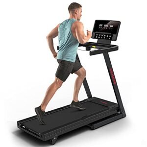 Foldable Treadmills for Home with 20% Incline, 14KM/H Treadmill with Handle