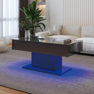 LED Coffee Table with Hidden Storage&2 Storage Drawers Living Room Table
