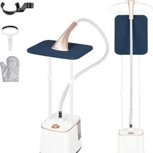Standing Garment Steamer, 2000W Powerful Upright Steamer for Clothes with Ironing Board, 10 Adjustable Settings, 2.7L Water Tank for 90 Mins Continuous Steaming (Champagne Gold, 2000W)