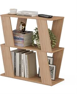 2 Tier Small Coffee Table,Z Shaped Narrow Side Table with 2 Storage Shelves