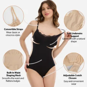 Joyshaper Women Lace Shapewear Bodysuit Tummy Control Full Body Shaper Tops