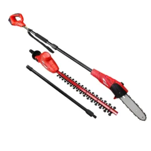 Cordless Telescopic Hedge Trimmer Compatible with Milwaukee m18, 2.97m Max Reach Telescopic Pole 41cm Cutting Length 11-Position Rotating Head with Shoulder Strap for Shrubs Pruning