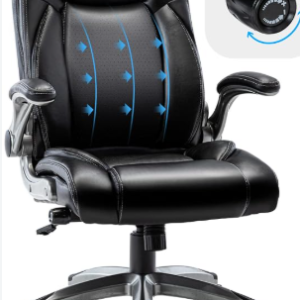 COLAMY High Back Executive Office Chair- Ergonomic Home Computer Desk Leather Chair with Padded Flip-up Arms