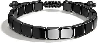 Adjustable Hematite Bracelet for Men - Natural Stone Roman Viking Warrior Bracelet,Inspired Jewelry Gift, Fits Wrist 6.3-9.4 inches (16-24 cm)